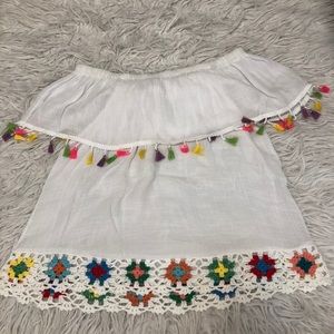 Rainbow off the shoulder shirt